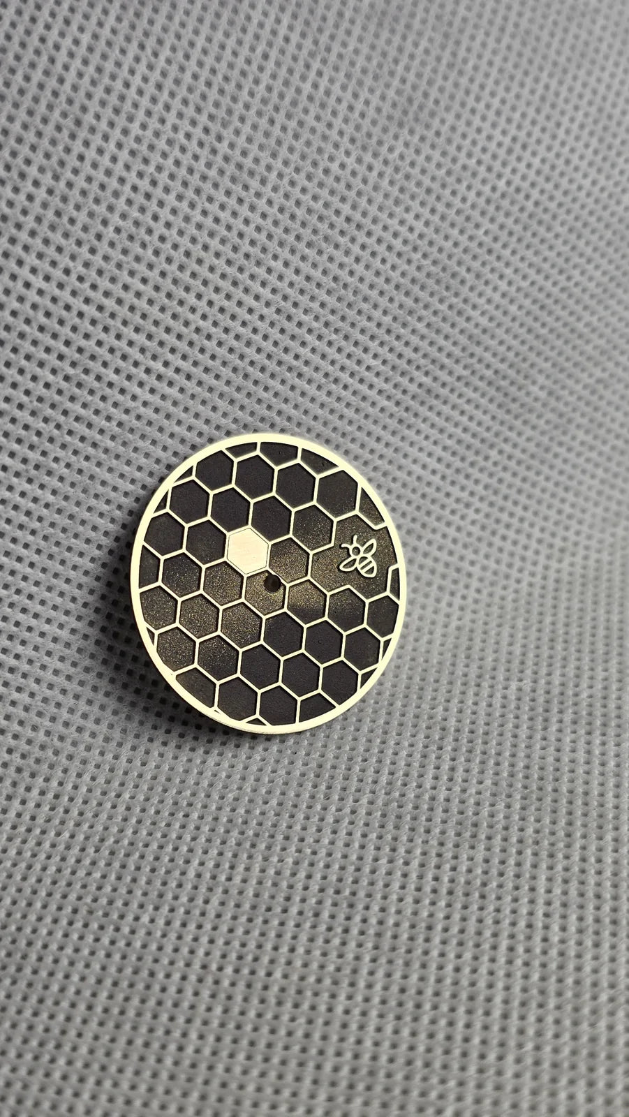 The black and brass Honeycomb dial before installation in the complete watch